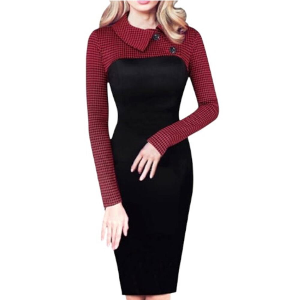 HOMEYEE Black and Red Dress Size 10